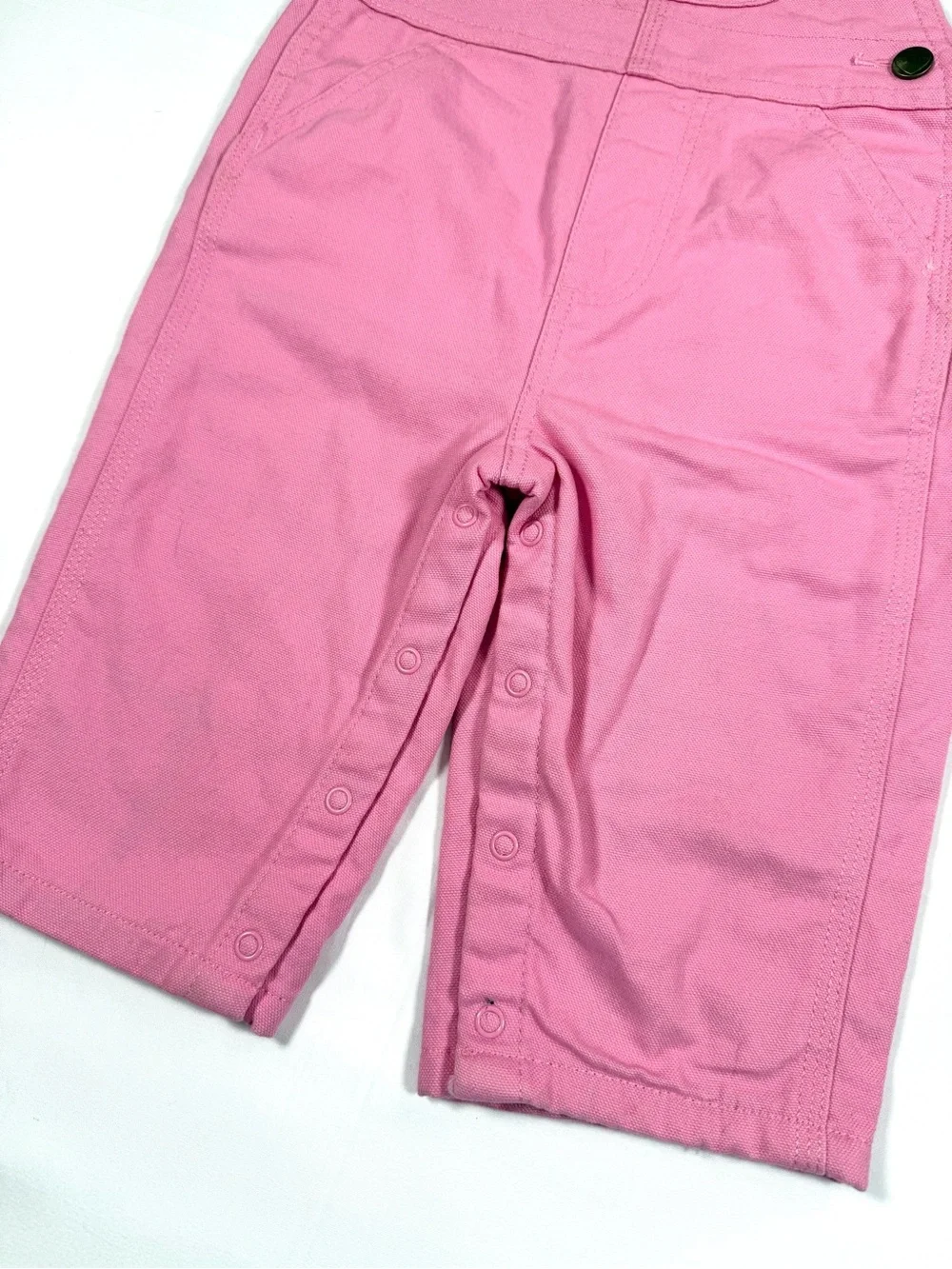 CARHARTT Girls Canvas Bib Overalls 9M Pink Plaid Lined Workwear Farmcore Western